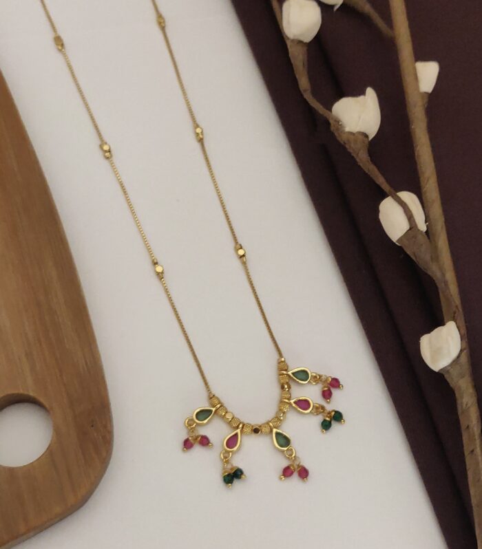Delicate Pink-Green Kundan Necklace