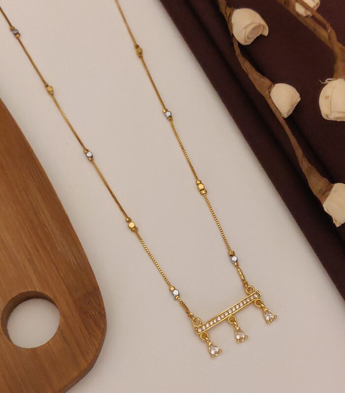 Modern Horizontal Bar Charm with Dangling Teardrop Crystals