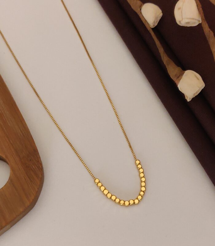 Minimalist Plain Gold Faceted Ball Charm Dainty Necklace