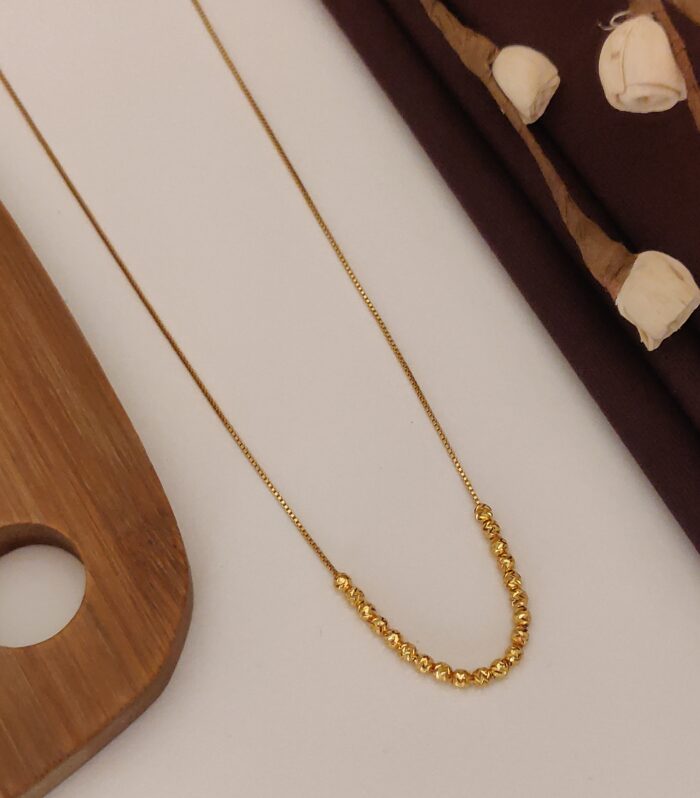 Minimalist Sparkling Diamond-Cut Plain Gold Ball Dainty Necklace