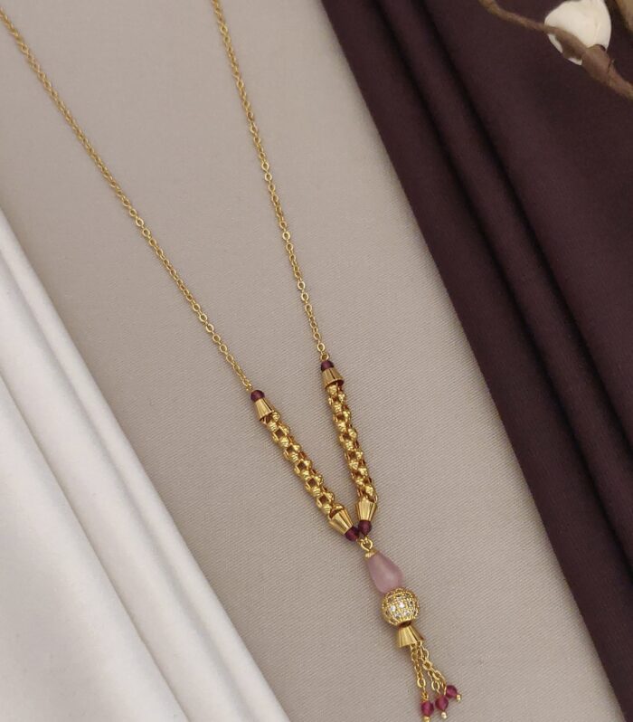 Pastel Pink Drop Dokiya Chain with Textured Tubes