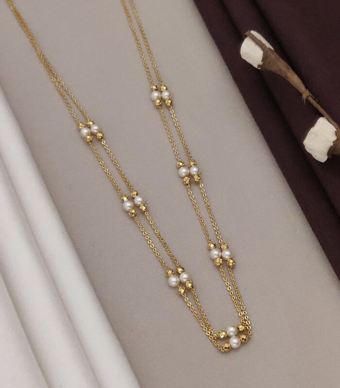 Classic Pearl & Textured Gold Bead Layered