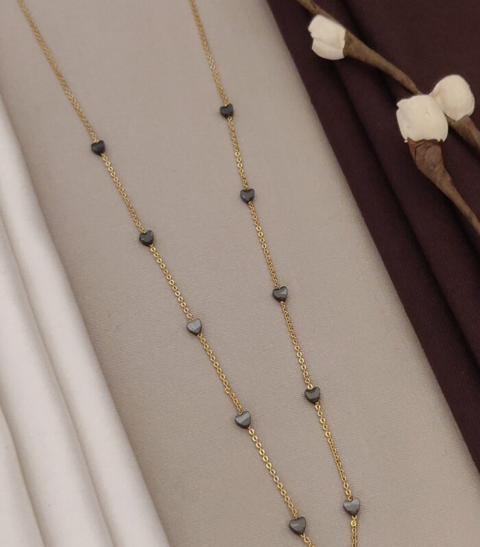 Heart-Charm with Dark Metallic Hearts Necklace