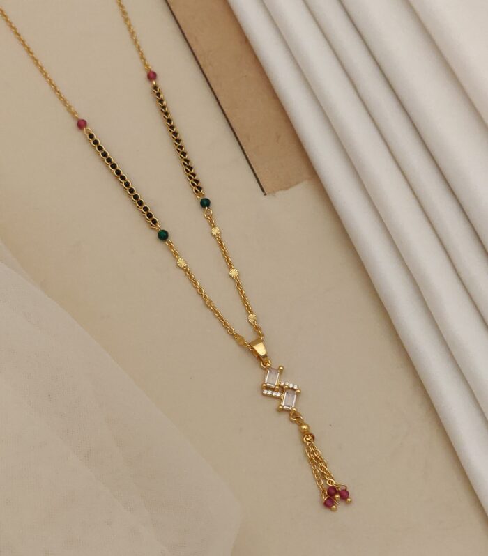 Zircon Square Geometric Long Mangalsutra
