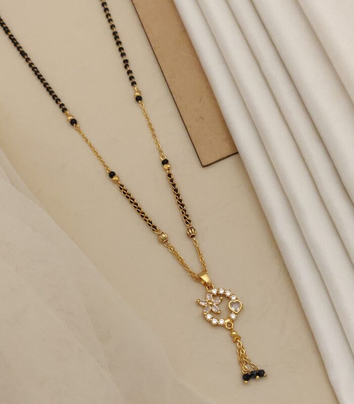 Asymmetric Floral Ring Long Mangalsutra