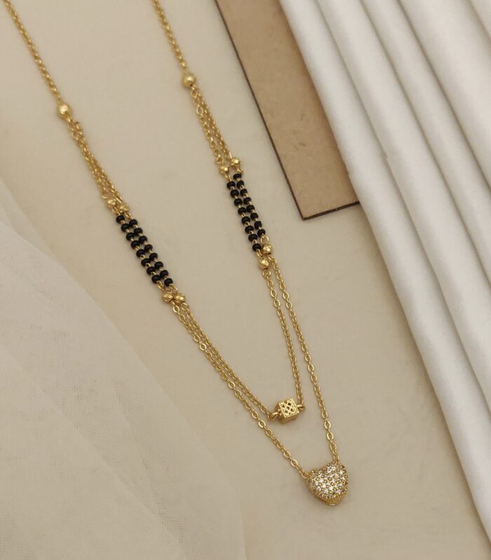 Double-Layer Geometric Cube & Heart Mangalsutra