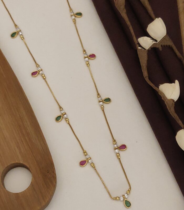 Blossom Droplet Multi-color Enamel Pendant Chain