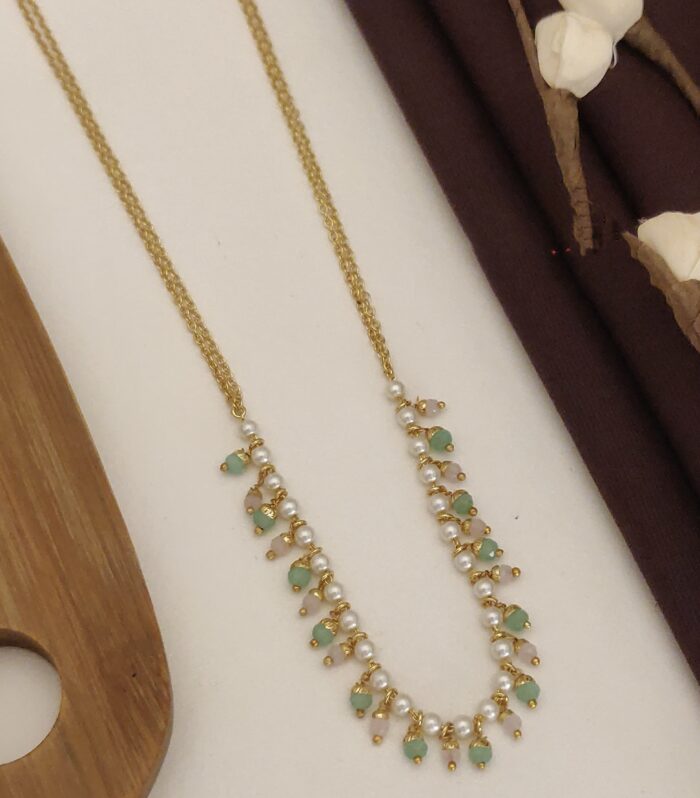 Pastel Mint & Pink Bead Layere Necklace