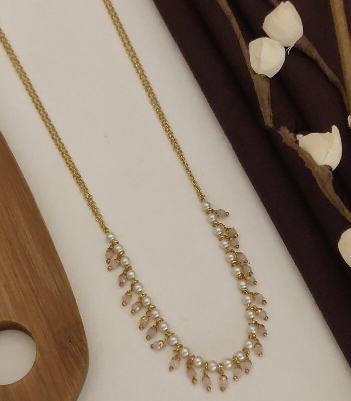 Graceful Pastel Pink Drop Necklace