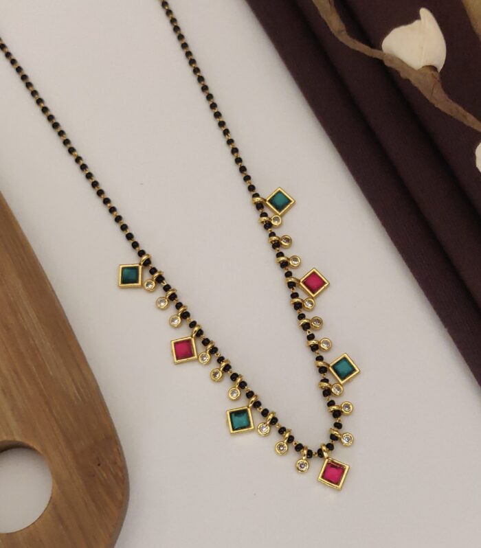 Geometric Square Stone Charm nacklece