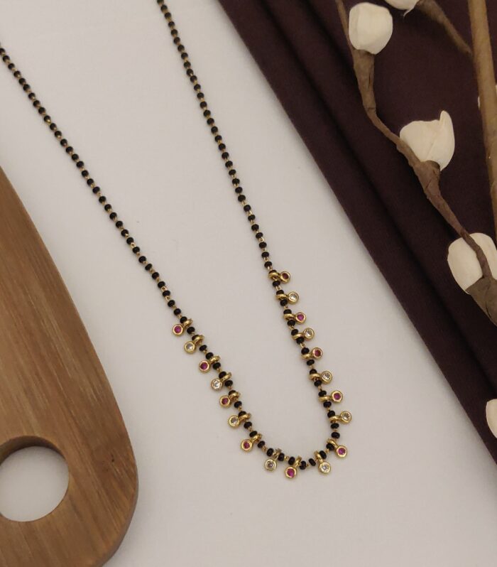 Alternate CZ Charm Black Bead Chain
