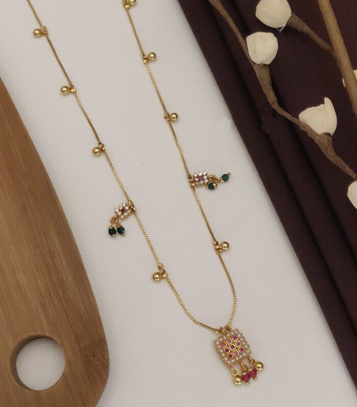 Geometric Pearl-Border Multi-Charm Gold Plated Necklace