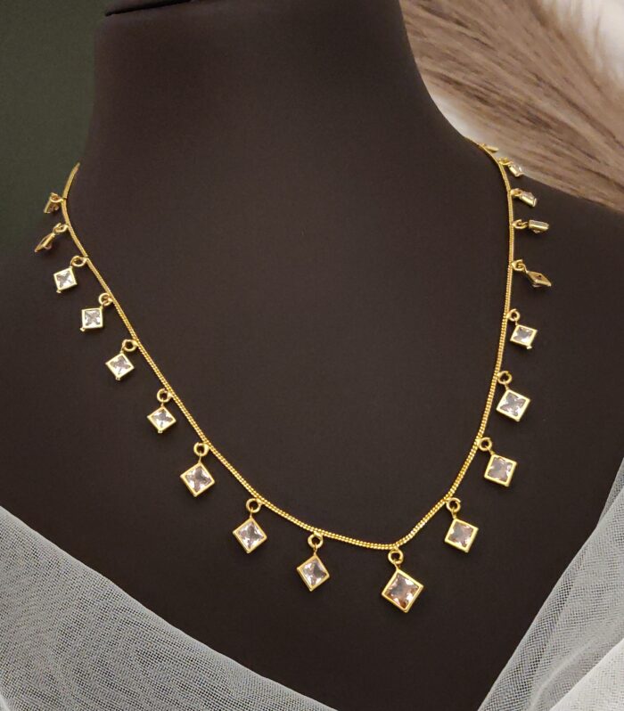 Zara Zara Geometric Square Crystal Dangle Necklace