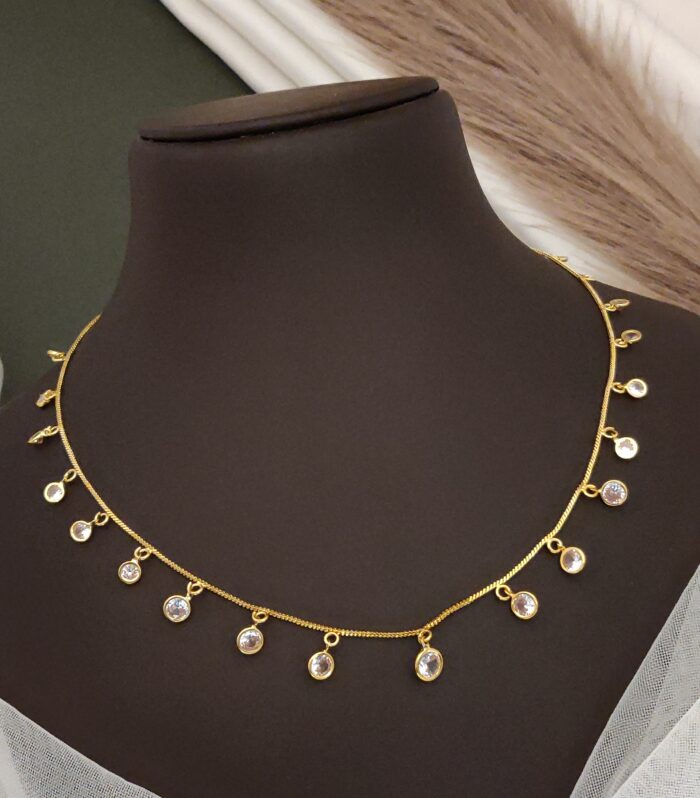 Luna Round Solitaire Crystal Dangle Necklace