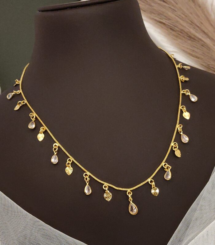 Kiara Alternating Teardrop & Textured Coin Droplet Necklace