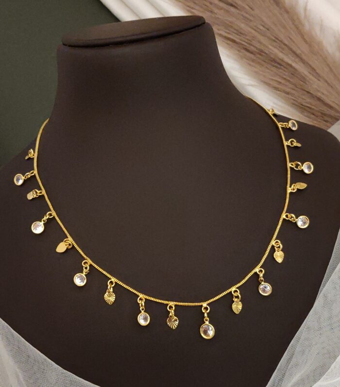 Alternating Round Solitaire & Gold Coin Necklace