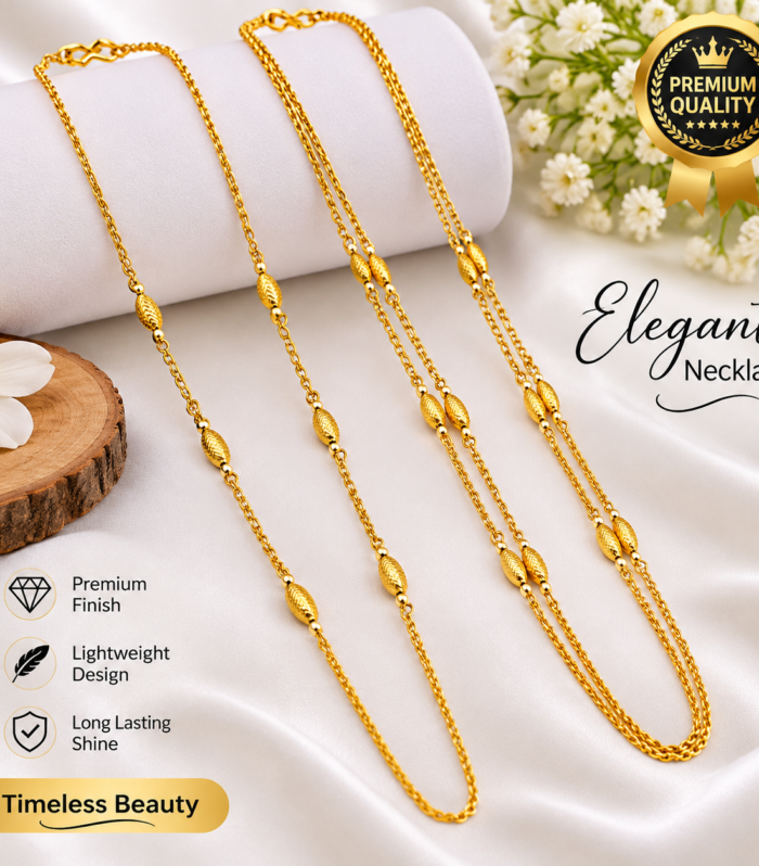 Classic Textured Gold Rice one and two Chain Mala