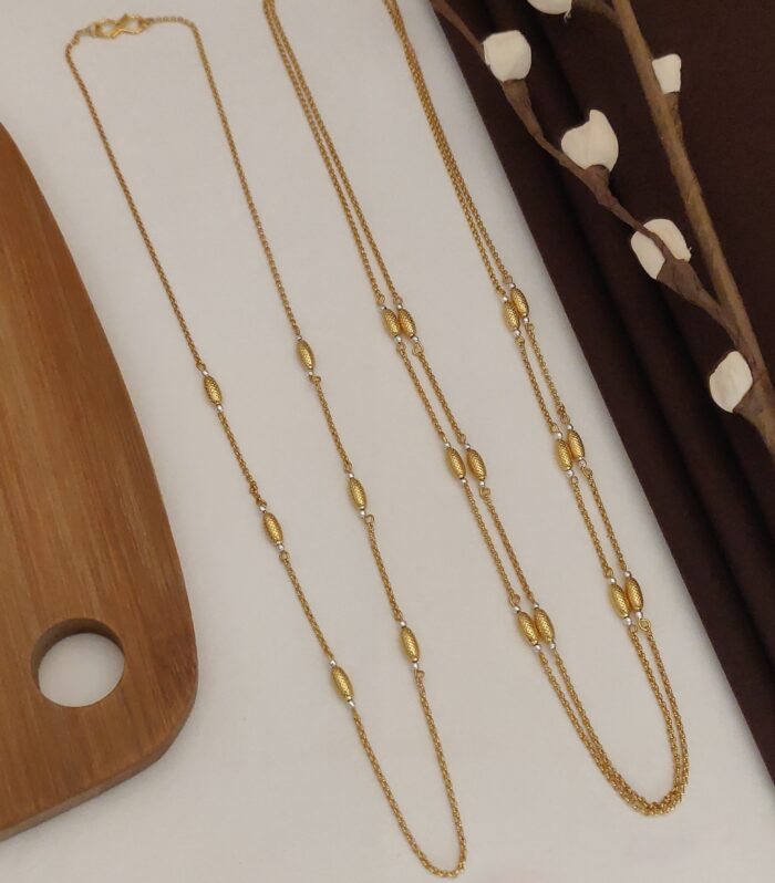 Classic Textured Gold Rice one and two Chain Mala