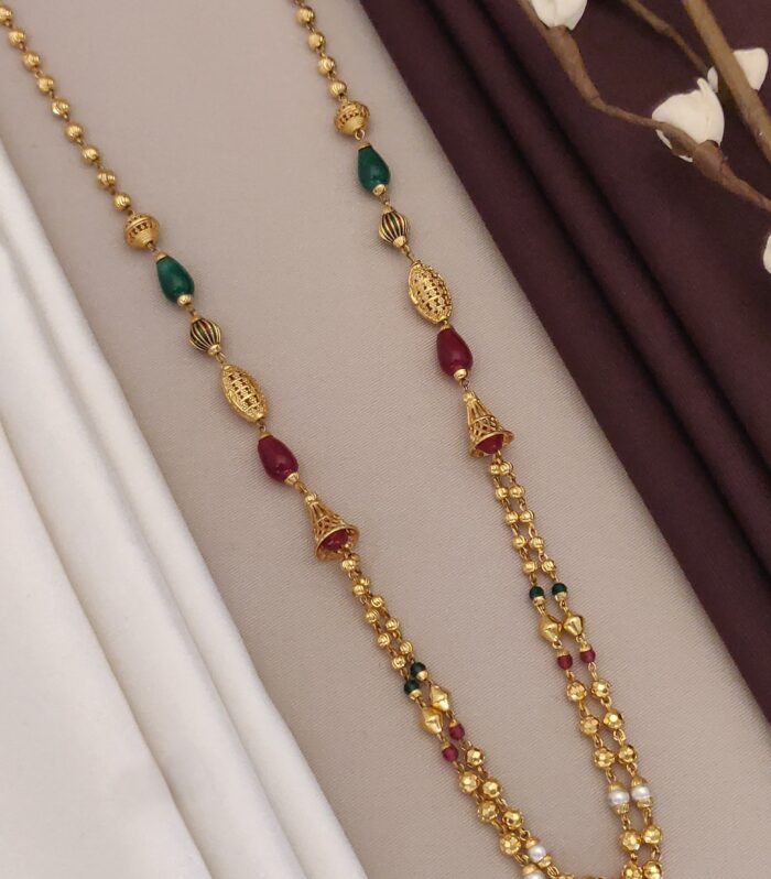 Traditional Jhumka Cluster Multi-Strand Micro Gold-Plated Mala