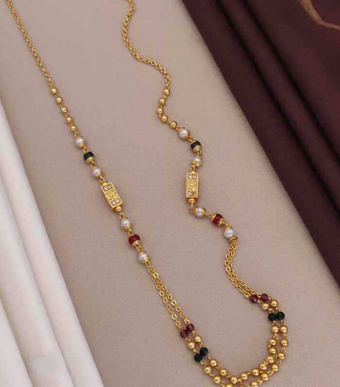 Meenakari Accent Double-Layer Gold Plated Mala