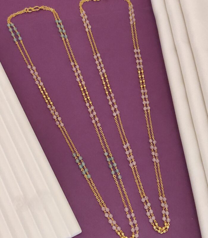 Elegant Pastel Monalisa Layered Gold Plated Mala
