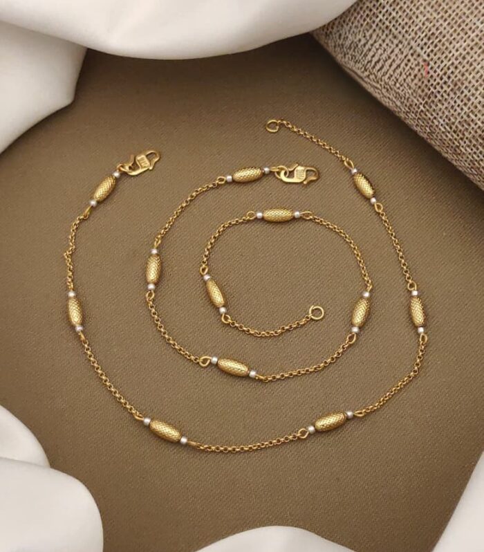 Minimalist Gold Capsule & Pearl Anklet