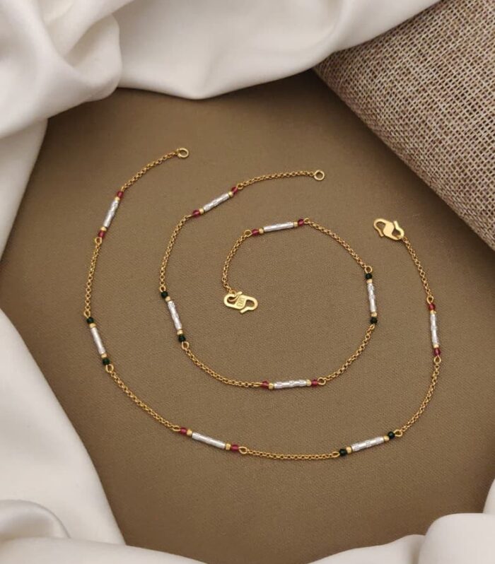 Silver-Tube Accent Micro Gold-Plated Payal