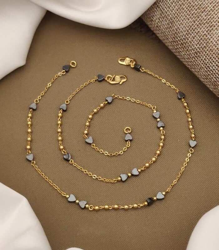 Metallic Heart & Bead Fusion Payal