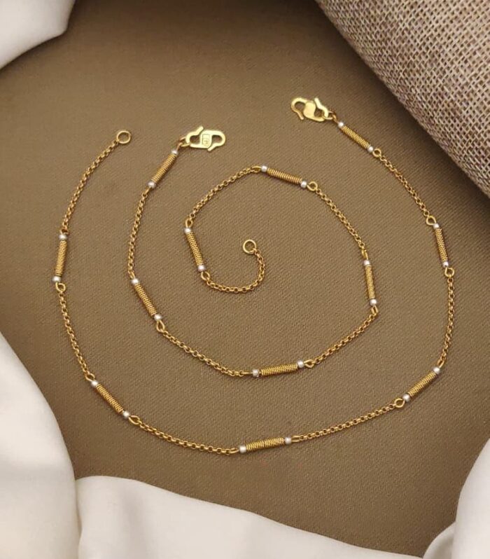 Golden Spring Tube & Pearl Accent Payal