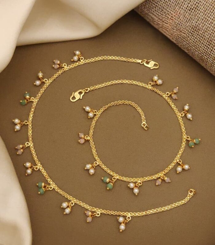 Pastel Bead & Pearl Cluster Hanging Payal